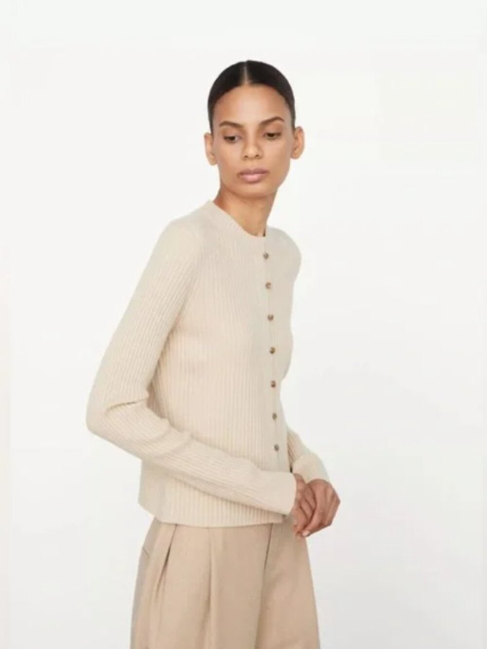 NWT Vince Ribbed Button Cardigan Sweater cashmere wool - Picture 4 of 7